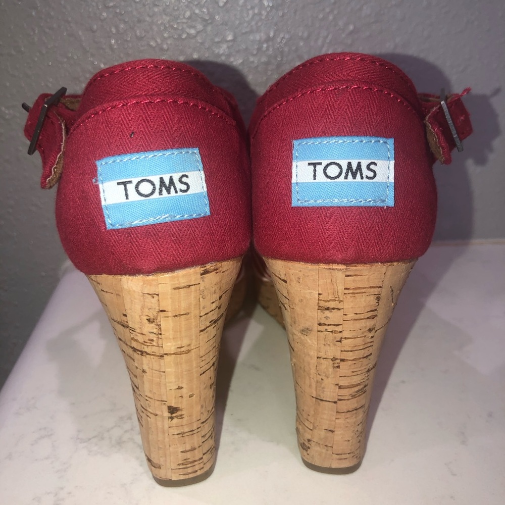 Toms striped cork wedges size 7.5W
